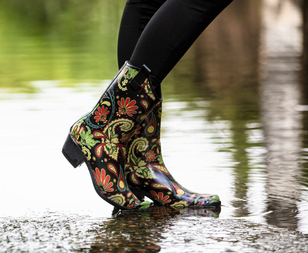 women's patterned welly boots 